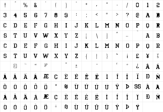 Octin Spraypaint B Bold Character Map