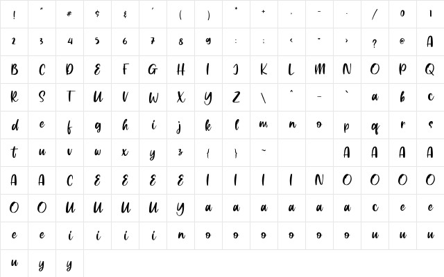 Wakeup Regular Character Map Wakeup Regular Character Map