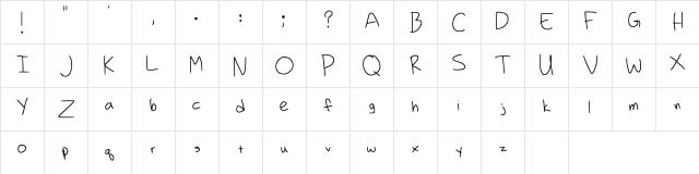Handwriting Regular Character Map Handwriting Regular Character Map