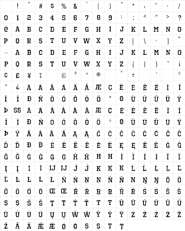 Octin Vintage B Bold Character Map Octin Vintage B Bold Character Map
