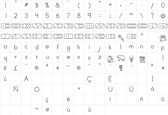 AbcDomino Regular Character Map