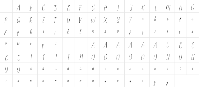 Ethelyne Demo Italic Character Map Ethelyne Demo Italic Character Map