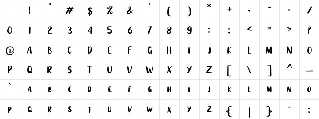 Anjellic Sans Regular Character Map Anjellic Sans Regular Character Map