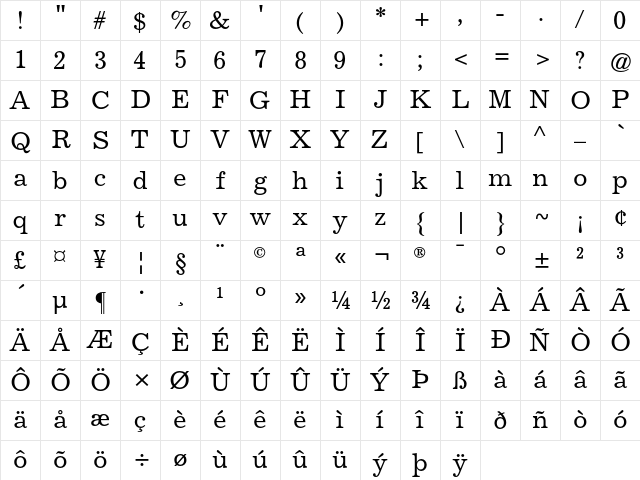 News AT Number Fourteen Regular Character Map