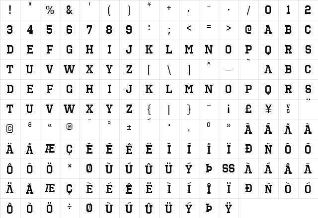 Octin Sports SemiBold Character Map