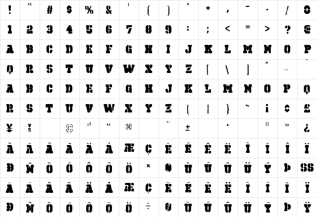 Octin Spraypaint B Black Character Map Octin Spraypaint B Black Character Map