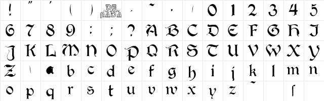 AvignonSSK Regular Character Map AvignonSSK Regular Character Map
