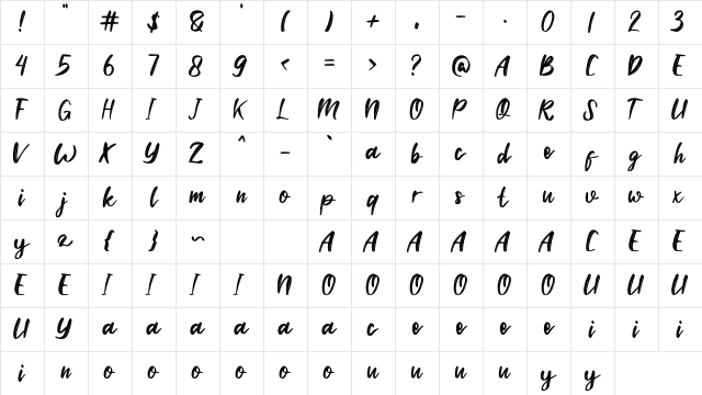 Hello Maria Regular Character Map
