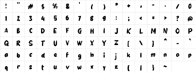 g Grillin Regular Character Map