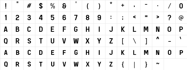 a Area Kilometer 50 Regular Character Map