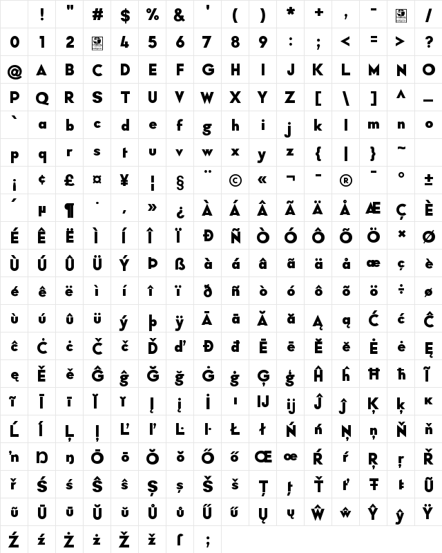 Typo Formal Demo Bold Character Map