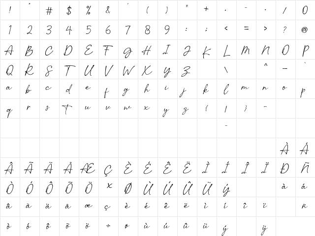 Sucillia Regular Character Map Sucillia Regular Character Map