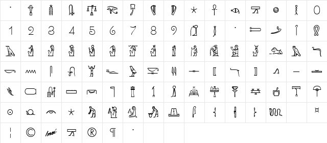 King Tut Regular Character Map