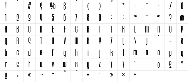Bronex Bold Expanded Character Map Bronex Bold Expanded Character Map