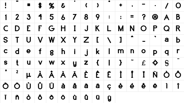 Avinato Bold Character Map