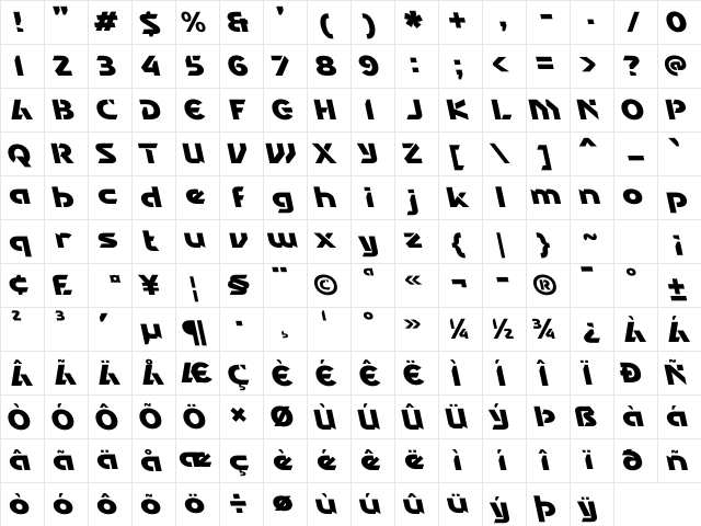 Robotic Cyborg Back Italic Regular Character Map Robotic Cyborg Back Italic Regular Character Map