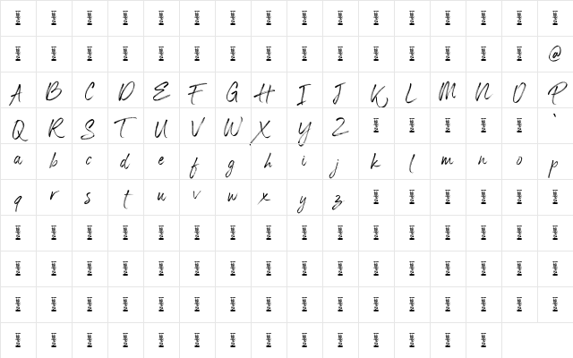 Panterick Regular Character Map Panterick Regular Character Map