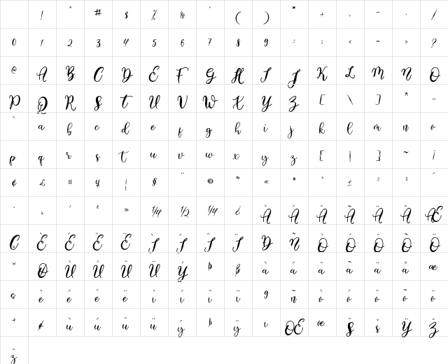 stilsa Regular Character Map