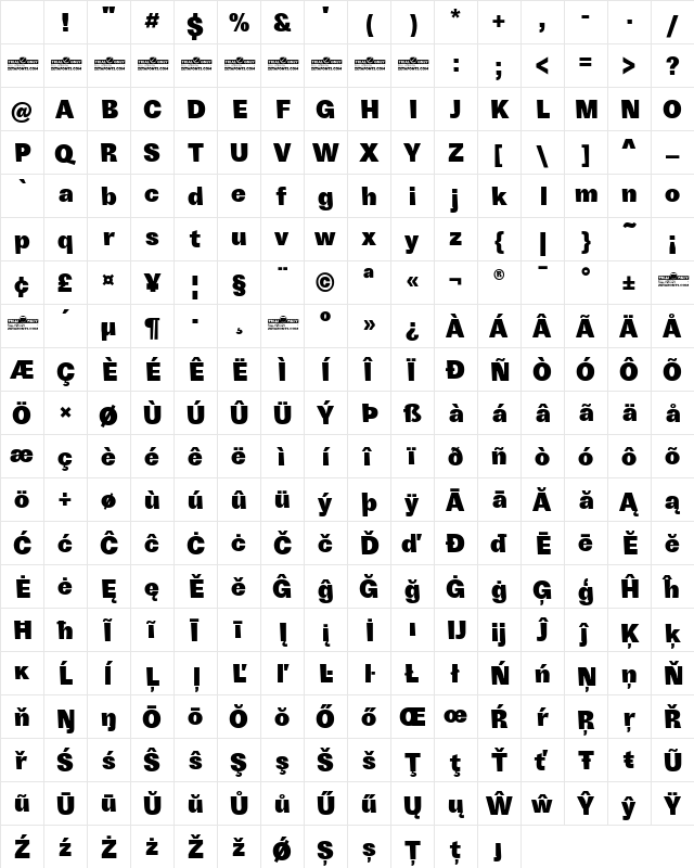 Boring Sans B Trial Heavy Character Map
