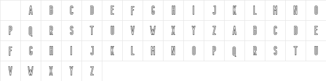 Bondie Outline Regular Character Map Bondie Outline Regular Character Map