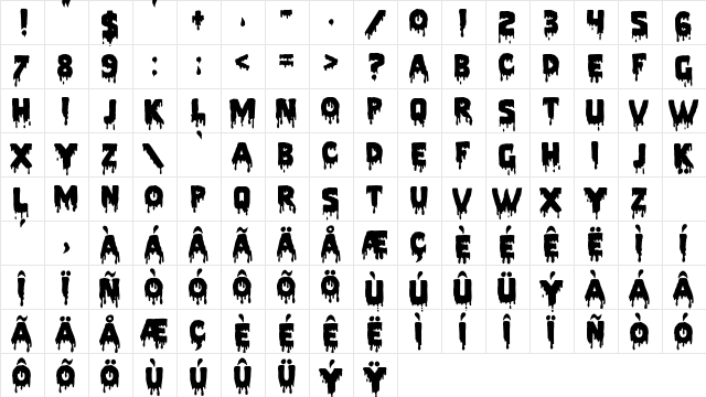 Pieces NFI Regular Character Map