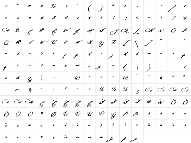 Article10 Bold Character Map