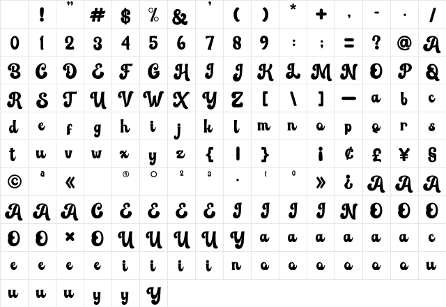Balin Quiny Regular Character Map Balin Quiny Regular Character Map
