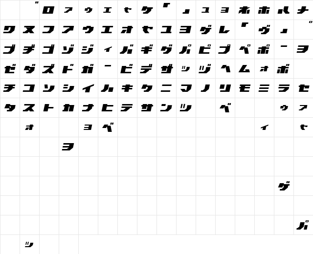 TGR 3.0 J Italic Character Map TGR 3.0 J Italic Character Map