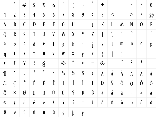 Odense Compr Regular Character Map