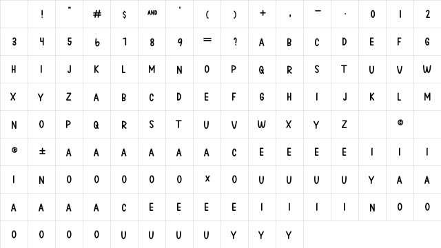 Rose Regular Character Map Rose Regular Character Map