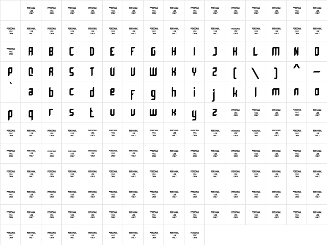 Bromount Personal Use Only Regular Character Map Bromount Personal Use Only Regular Character Map