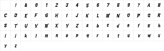 WILD2 Ghixm NC Bold Italic Character Map WILD2 Ghixm NC Bold Italic Character Map