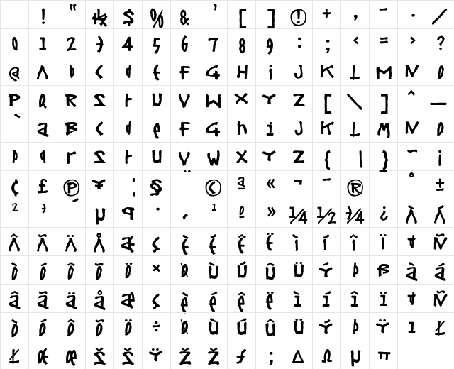 Steel Regular Character Map Steel Regular Character Map