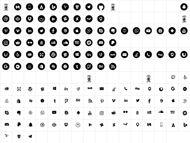 Social Media Circled Regular Character Map