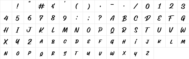 Awesome Brusher Regular Character Map Awesome Brusher Regular Character Map