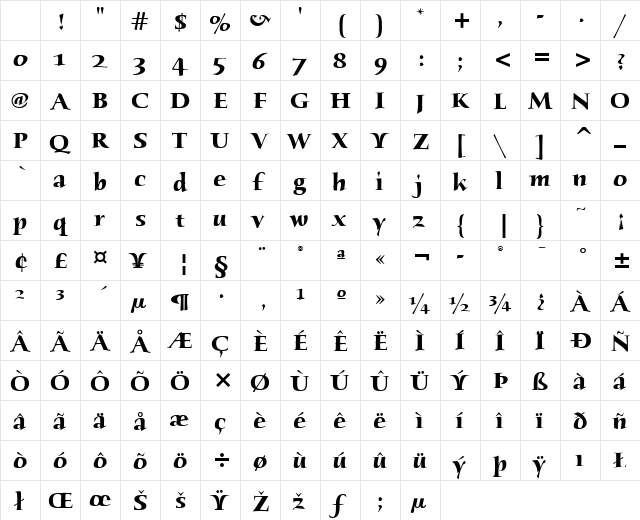 Humana Serif ITC Bold Character Map Humana Serif ITC Bold Character Map