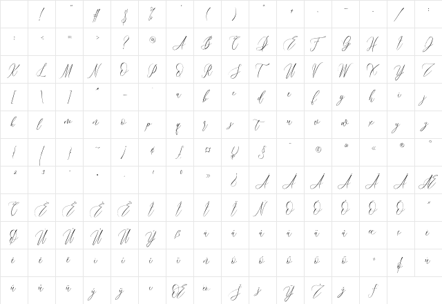 Bridgesty Regular Character Map Bridgesty Regular Character Map
