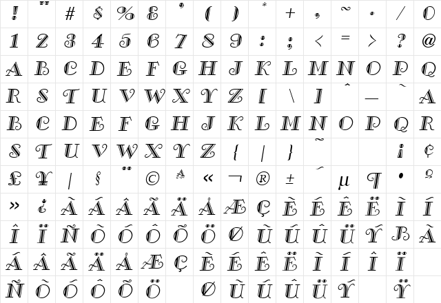 SaltbushCaps Oblique Character Map SaltbushCaps Oblique Character Map