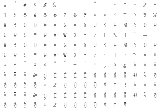 Odyssea632 Regular Character Map
