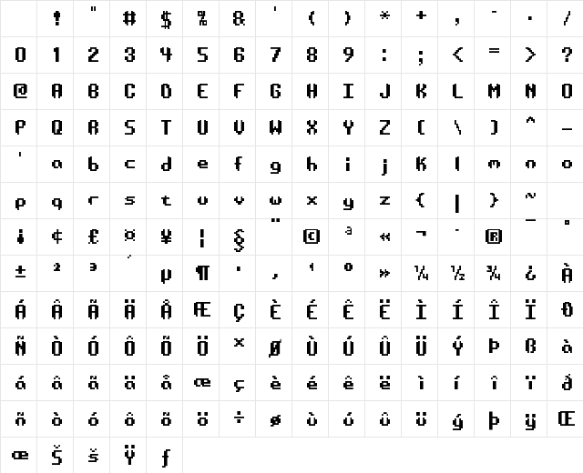 Systematic TT BRK Regular Character Map Systematic TT BRK Regular Character Map