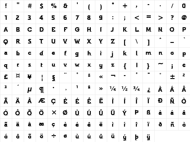 Odyssee ITC Light Bold Character Map Odyssee ITC Light Bold Character Map
