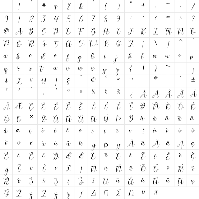 Gilbertho Regular Character Map