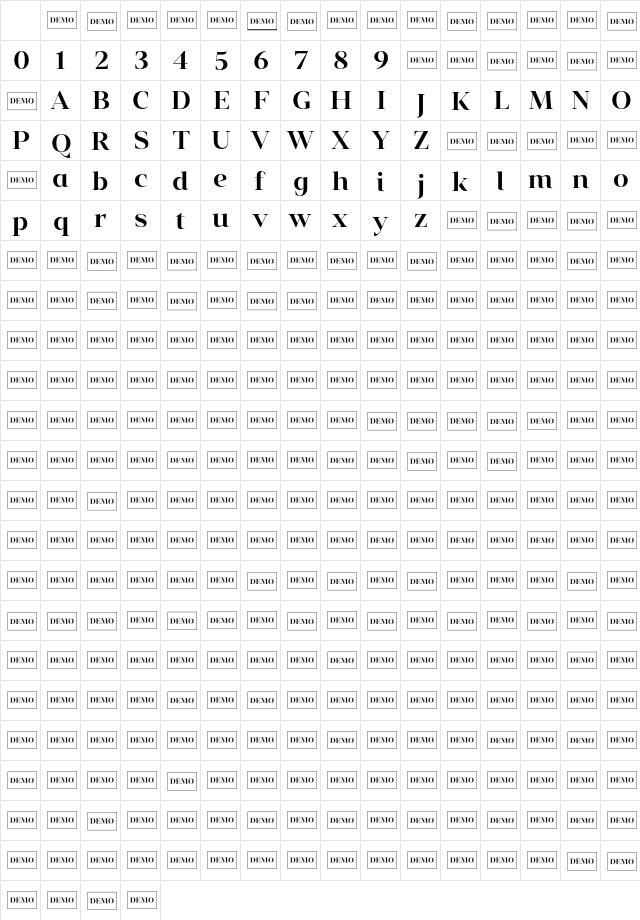 Vendura SemiBoldDemo Character Map