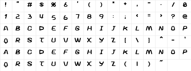 Burger Regular Character Map