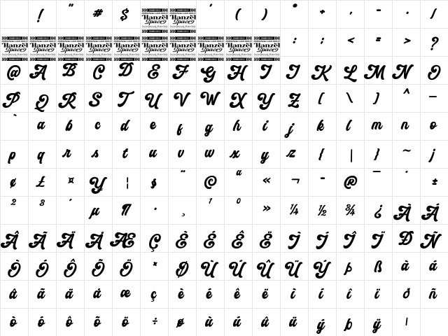 Blantik Regular Character Map Blantik Regular Character Map