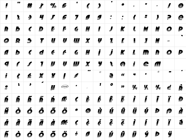 Neuralnomicon Halftone Italic Italic Character Map