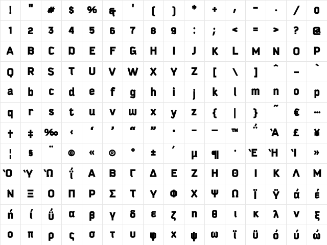 Kautiva Greek Black Regular Character Map Kautiva Greek Black Regular Character Map