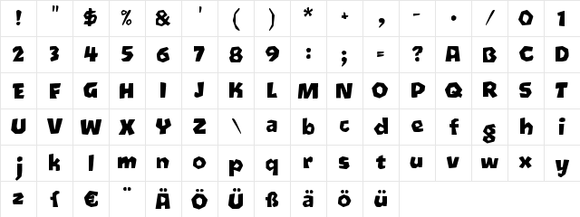 Oetztype Regular Character Map Oetztype Regular Character Map