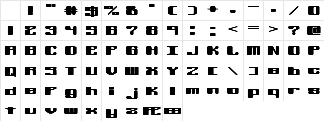 Off Kilter L BRK Regular Character Map