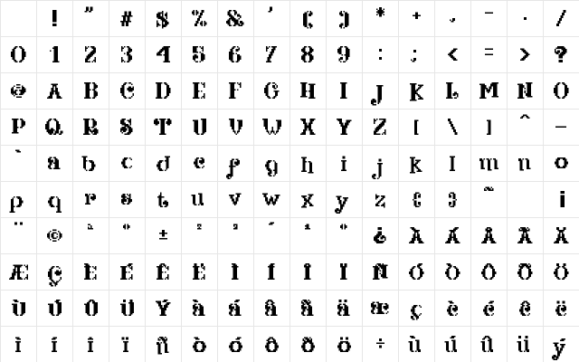 Bleo Medium Character Map